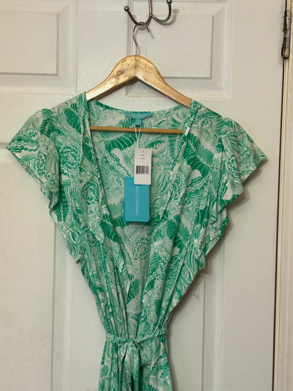 NWT Melissa Odabash Bria Ruffled Printed Voile Wrap Dress Sz Large SwimCover - Picture 11 of 13